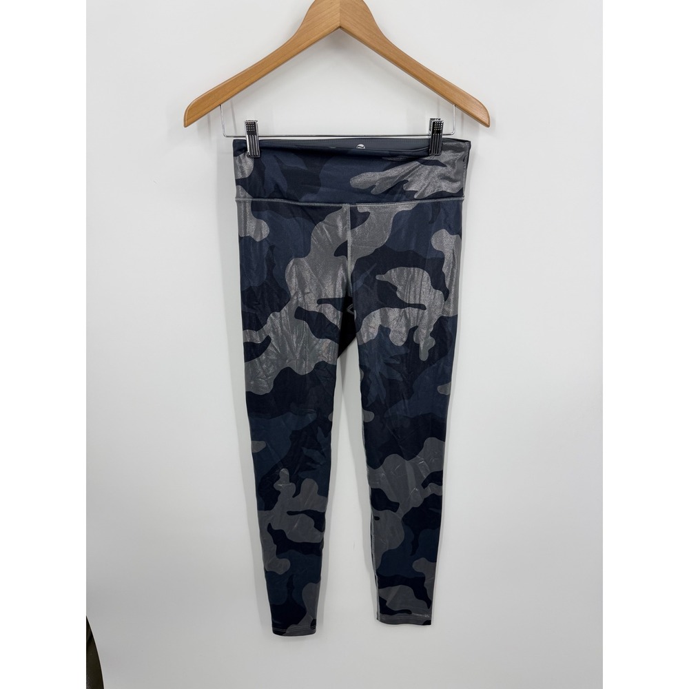 Noli Guerra Metallic Camo Leggings Women M Blue Silver Camouflage Yoga Pants